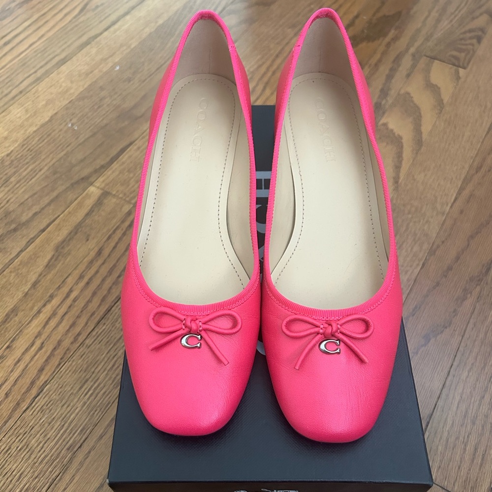Coach Hot Pink Leather Ballet Flats with 'C' Charm